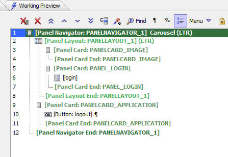 The UX Builder showing a login component built with a single JSON Form control.